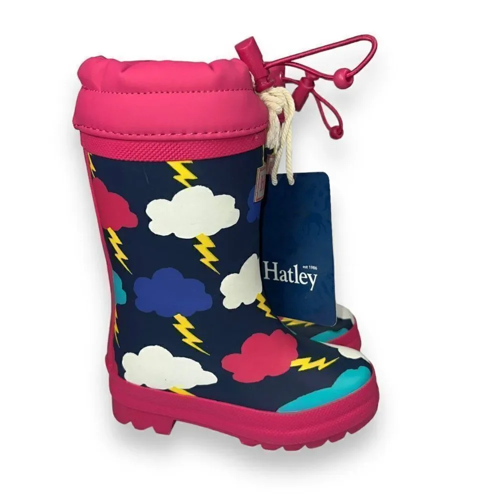 Hatley Lighting Clouds‎ Sherpa Lined Rain Boots F21LBK1569 Toddler 6